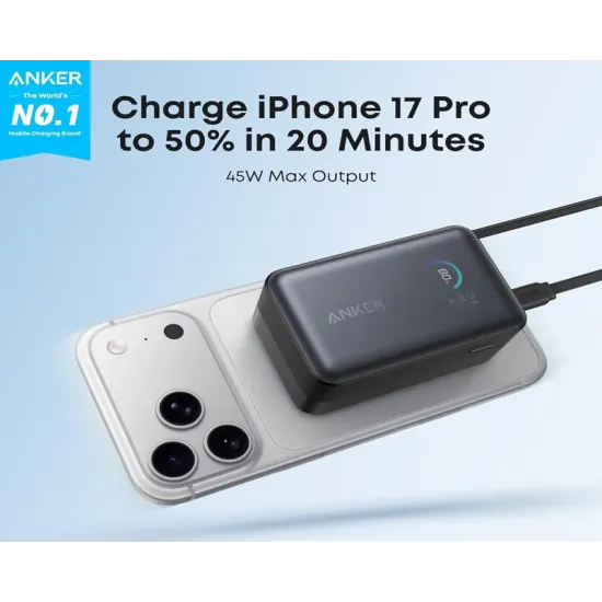 Nano 10000mAh, 45W, sa ugrađenim USB-C kablom na izvlačenje, Power Bank crni