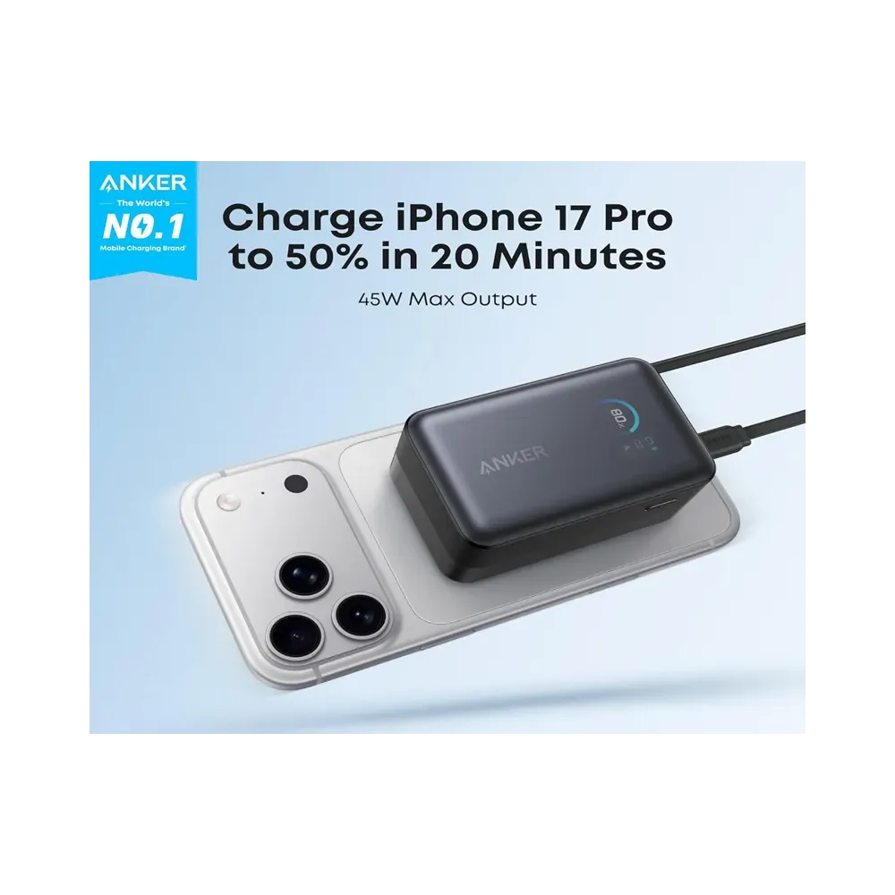 Nano 10000mAh, 45W, sa ugrađenim USB-C kablom na izvlačenje, Power Bank crni