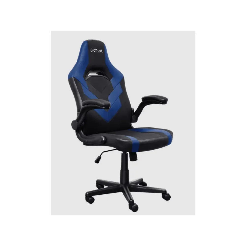 TRUST GXT 703B Riye Comfortable adjustable gaming chair,flip-up armrests,Max weight 140kg,Blue