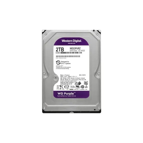 WD PURPLE HDD 2TB Surveillance, 64MB cache, 5400 RPM, up to 175MB/s transfer rate, 24/7