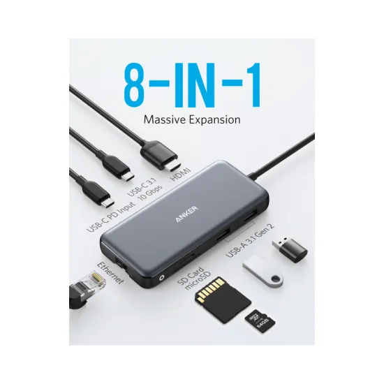 USB-C Data Hub 8u1 10Gbps crni