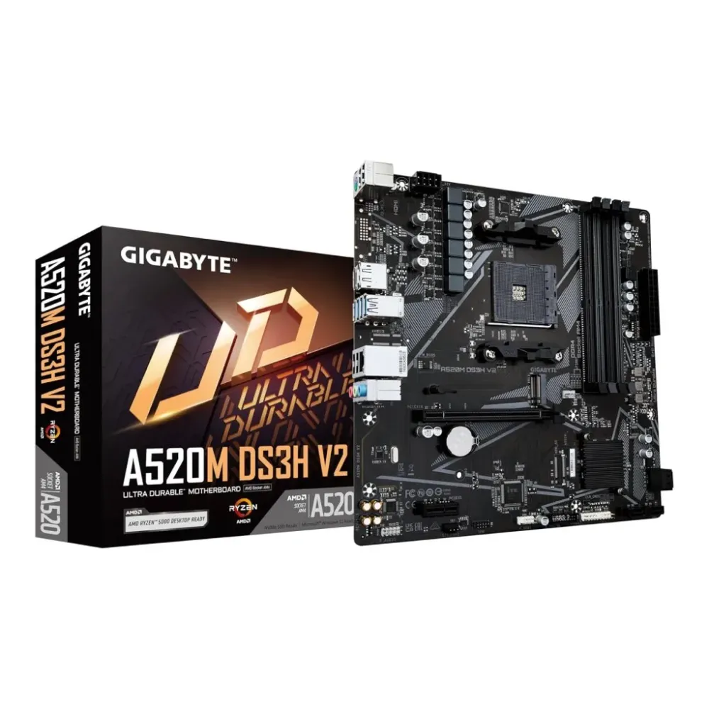 GIGABYTE AMD Ryzen MB A520M DS3H V2,4*DDR4 DIMM 4733MHz,RAID, DP/HDMI, USB 3.2,NVMe PCIe 3.0 M.2,AM4