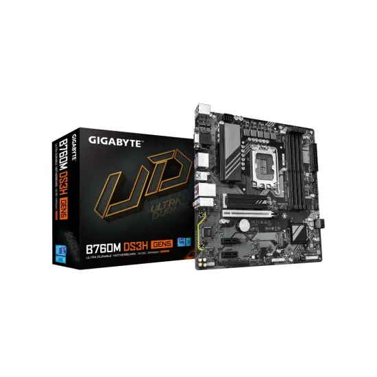 GIGABYTE INTEL MB B760M DS3H GEN5 , 4*DDR5 7600MHz, 2*PCIe 4.0, HDMI/DP, GbE LAN, LGA 1700