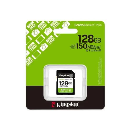 KINGSTON SDXC Card 128GB CANVAS Select Plus C10, UHS-I, V10, up to 150 MB/s