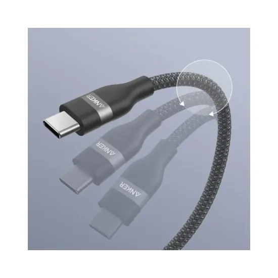 USB tip-C kabl M/M 1.8m, za Super brzo punjenje 240W/480Mbps, pleteni, crni