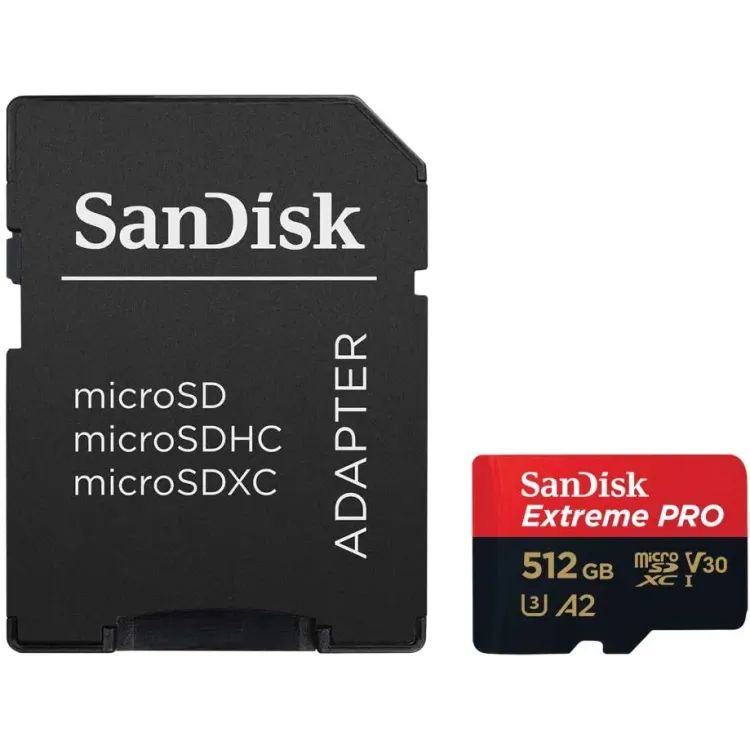 SanDisk Extreme PRO microSDXC 512GB + SD adapter,up to Read/Write(MB/s): 200/140,A2,C10,V30,UHS-I,U3