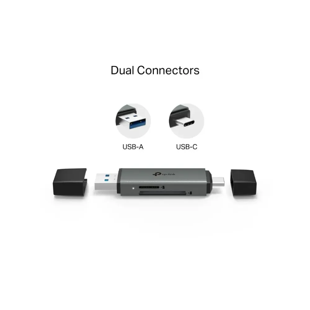 TP-LINK UA430D USB 3.0 Type-C & Type A to SD & microSD UHS-I 3.0 Card Reader, 2TB Max up to 200 MB/s