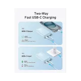 Zolo 20000mAh, 30W, sa ugrađenim USB-C kablom, Power Bank beli