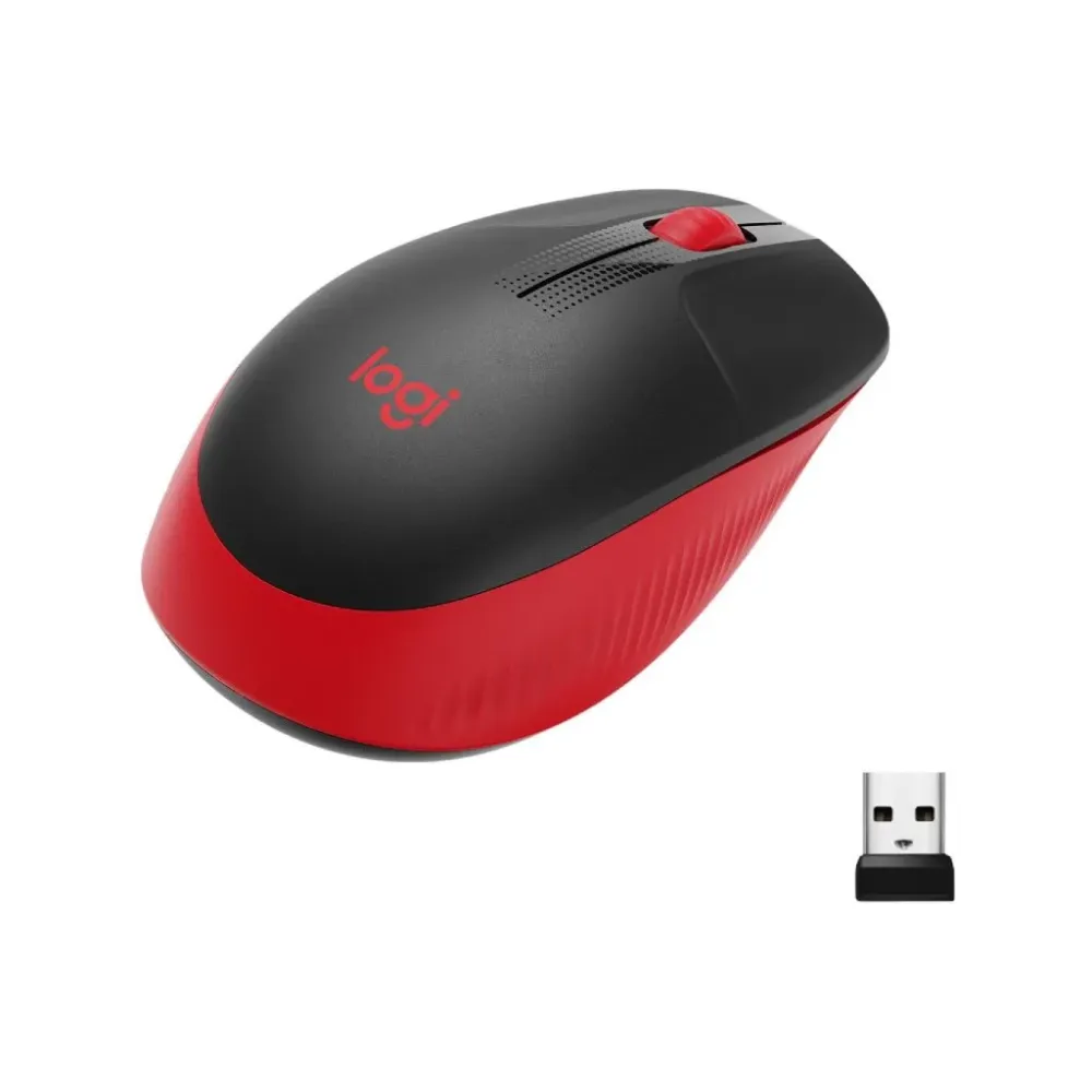 LOGITECH M190 Red Wireless Mouse, Full Size Curve Design, 18-month battery life (AA battery)