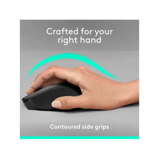 LOGITECH M330 Silent Plus Wireless Optical Mouse, 1000 DPI, 3 Buttons, 1x AA Battery, Black