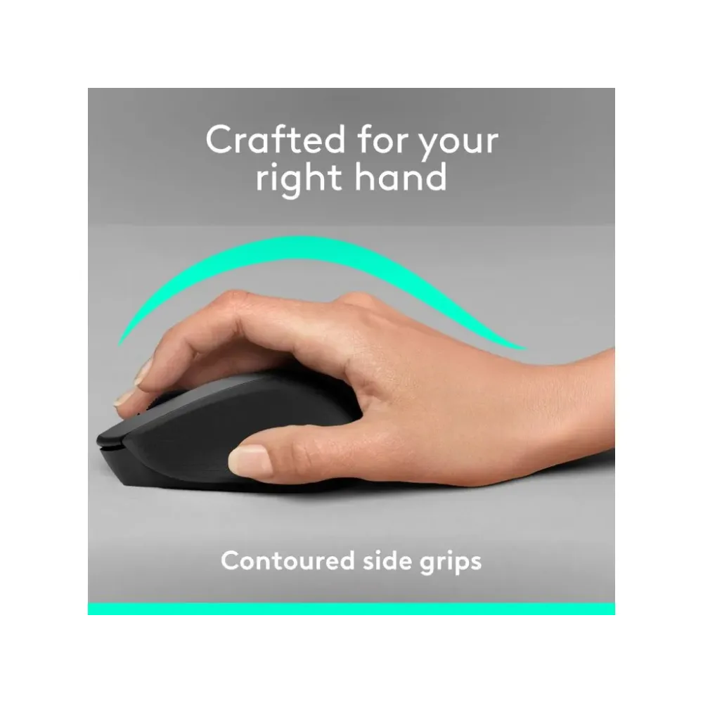 LOGITECH M330 Silent Plus Wireless Optical Mouse, 1000 DPI, 3 Buttons, 1x AA Battery, Black