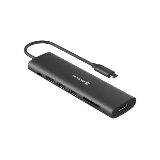 Swissten USB-C HUB 7-IN-1 (USB-C 100W, HDMI 4K, 1x USB-A 3.0, 2x USB-A 2.0, SD, MICRO SD) ALUMINIUM