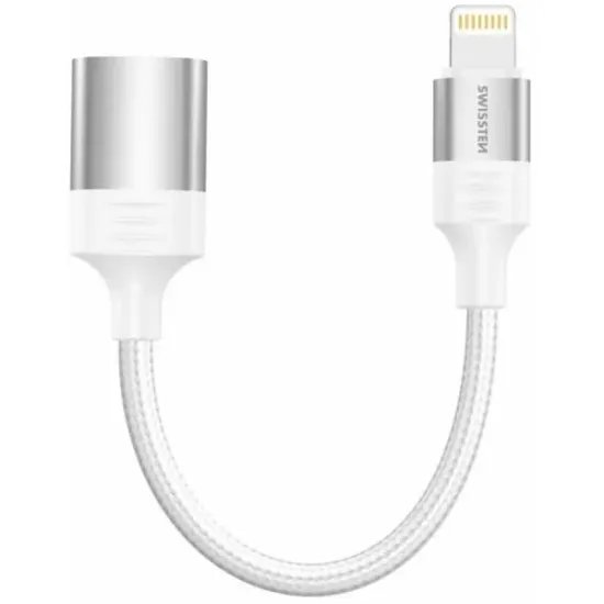 Swissten OTG Adapter Textile Lightning (male) / USB-A (female) 0,12 M White
