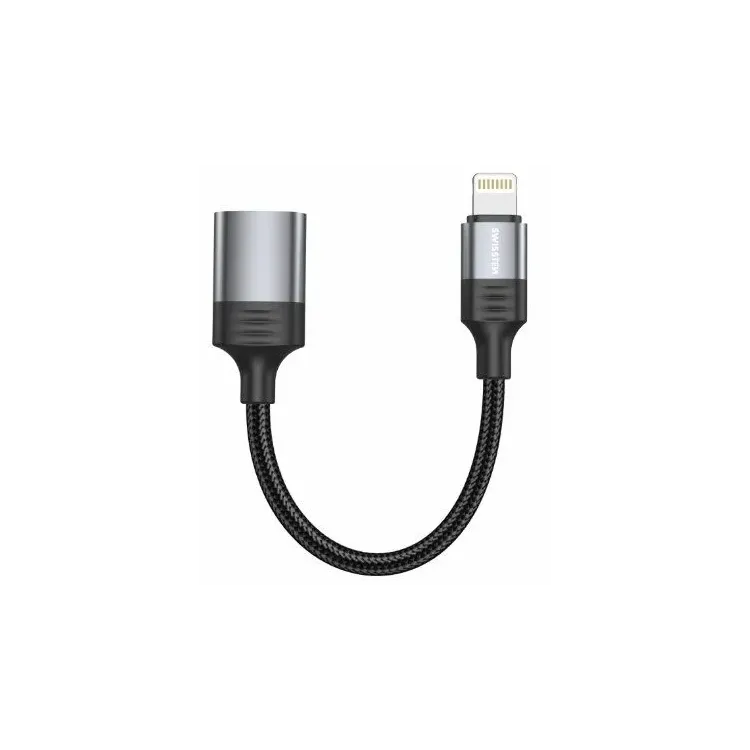 Swissten OTG Adapter Textile Lightning (male) / USB-A (female) 0,12 M Black