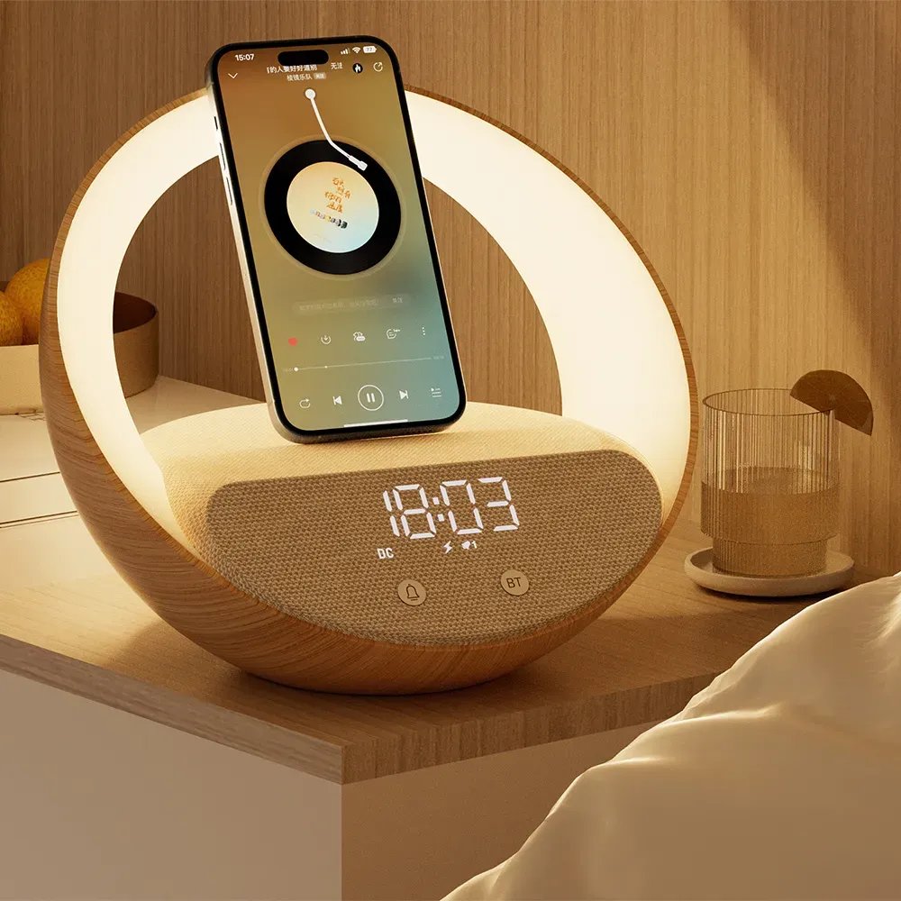 Moye Aurora Glow Lamp with Clock, Wireless speaker and Wi-Fi charger