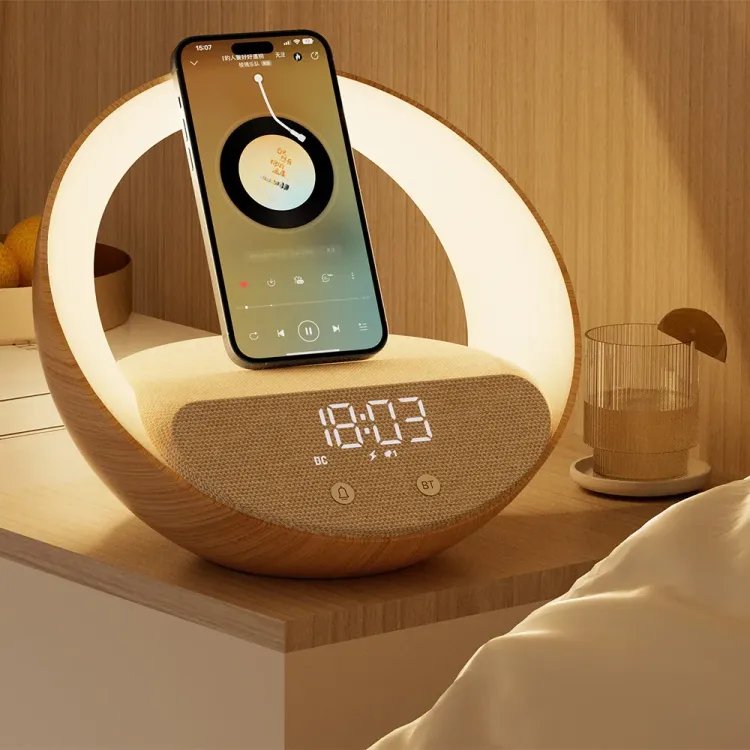 Moye Aurora Glow Lamp with Clock, Wireless speaker and Wi-Fi charger