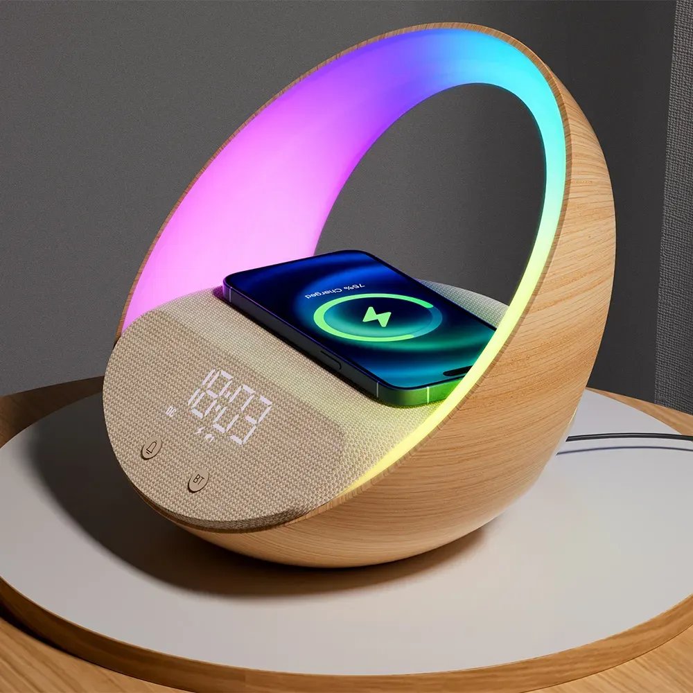 Moye Aurora Glow Lamp with Clock, Wireless speaker and Wi-Fi charger