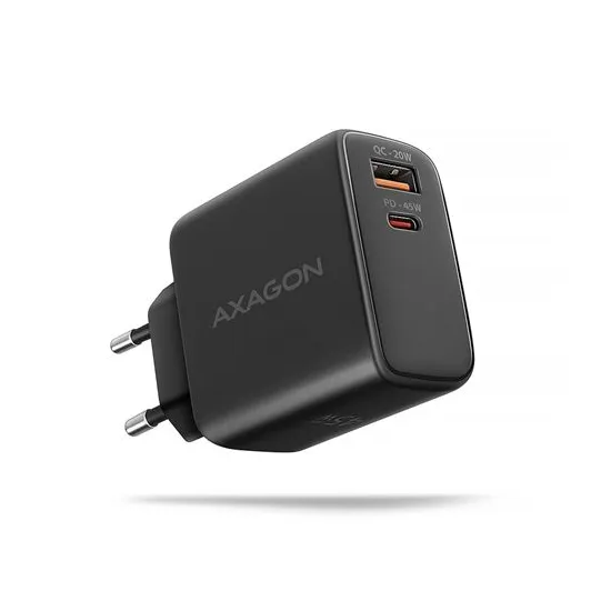 AXAGON ACU-PQ45 zidni punjač 1xUSB-A QC4, 1xUSB-C PD 20/45W, crni