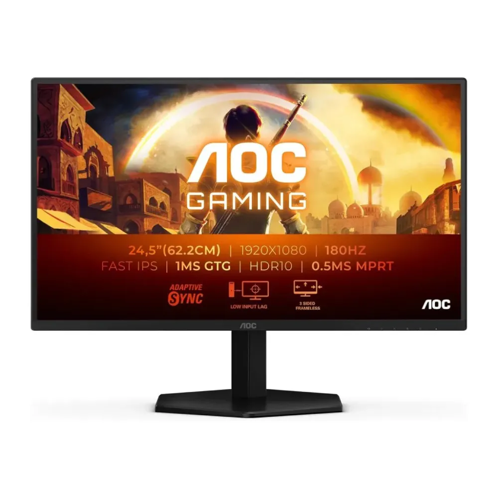 AOC IPS Gaming Monitor 25G42E, 24.5 , Full HD, 180Hz, 0.5 ms, 1000:1, 300 cd/m2, HDR 10, HDMI/DP