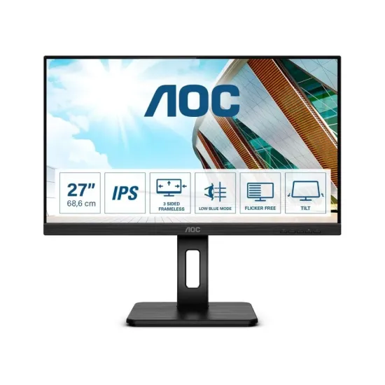 AOC LED IPS Monitor 27P2Q 27 , Full HD 1920x1080, 100Hz, 4 ms, VGA/DP/HDMI/DVI-D, USB, 2W x 2, HAS