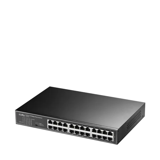 CUDY Switch FS1024, 24x 10/100Mbps RJ45 ports, unmanaged, plug-and-play, rackmount design, metal enclosure