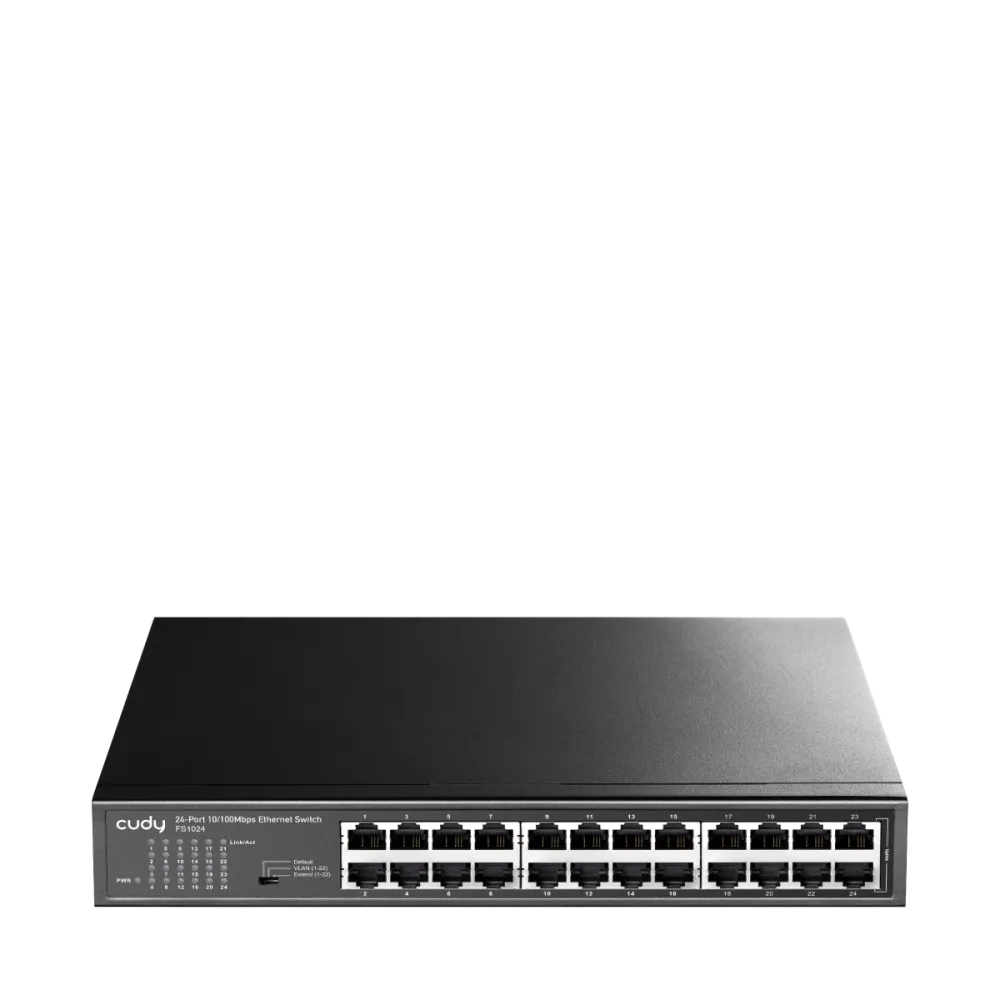 CUDY Switch FS1024, 24x 10/100Mbps RJ45 ports, unmanaged, plug-and-play, rackmount design, metal enclosure