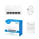 CUDY Switch GS105U, 5x 10/100/1000Mbps RJ45 ports, unmanaged, USB-C (bez adaptera), plug-and-play, desktop/wall-mount
