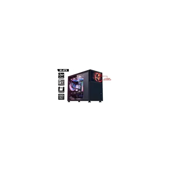 TESSARAXX COREVISION Black, Gejmersko kuciste, MB: MATX/ITX, Temperirano bocno staklo,8 WXGA LCD display, 1 x USB 3.0, 1 x Type-