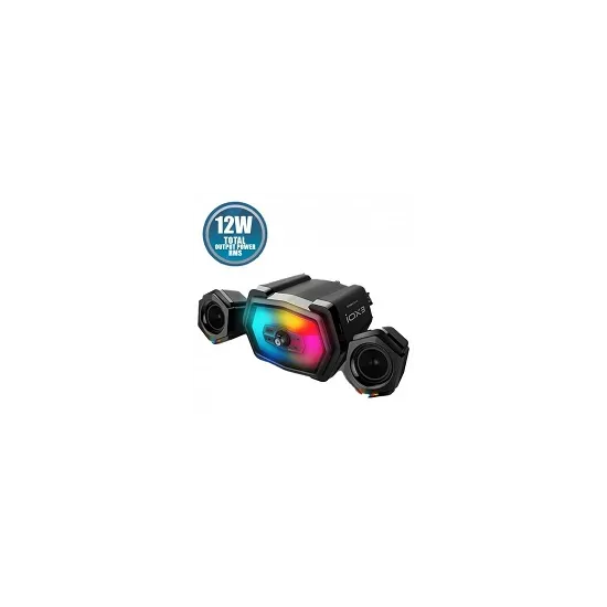 iOX 3, 2.1 Bluetooth zvucnici, Snaga: 12W ( RMS), ulazi: Aux In, USB, BT 5.0, FM RADIO, RGB Led osvjetljenje, Boja: Crno/Siva