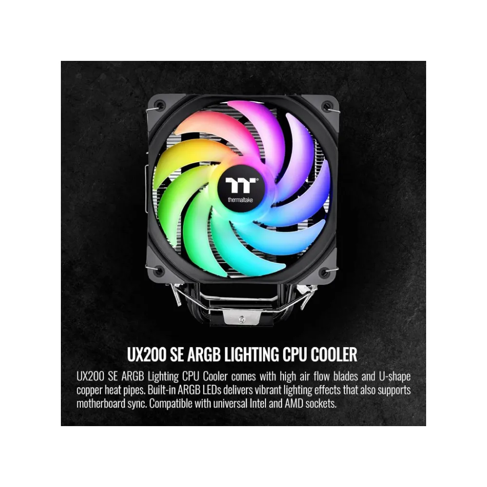 THERMALTAKE UX200 SE ARGB Lighting CPU Cooler, PWM 800-1800 RPM, 4Pin, INTEL/AMD