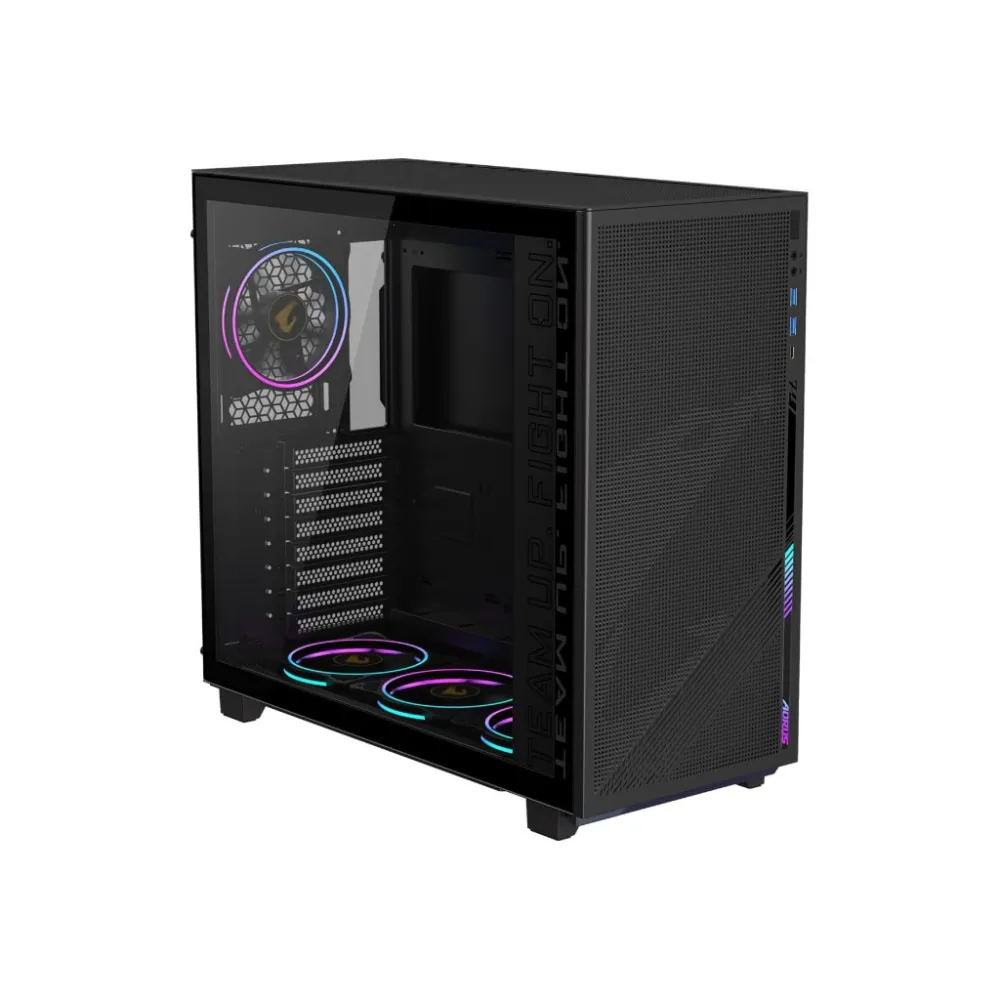 GIGABYTE AORUS C400 Gaming ATX Tower Case, Pre-installed 4 ARGB PWM fans, USB 3.0 x2, 40L, Black