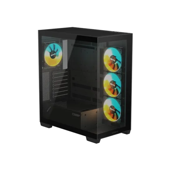 GIGABYTE C500P Panoramic Stealth ATX Mid Tower Case, Pre-installed 4 ARGB fans, USB 3.0 x2, Black