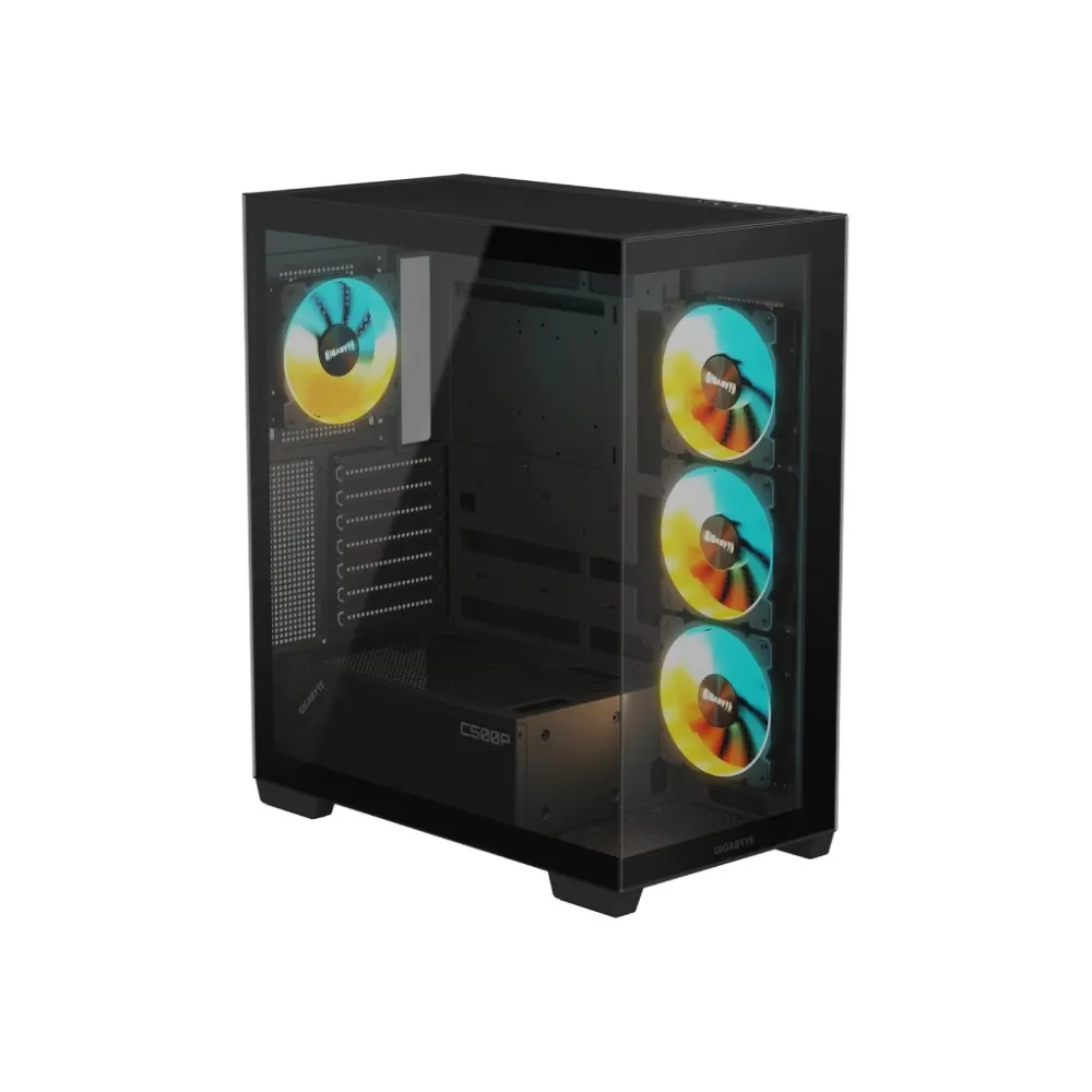 GIGABYTE C500P Panoramic Stealth ATX Mid Tower Case, Pre-installed 4 ARGB fans, USB 3.0 x2, Black