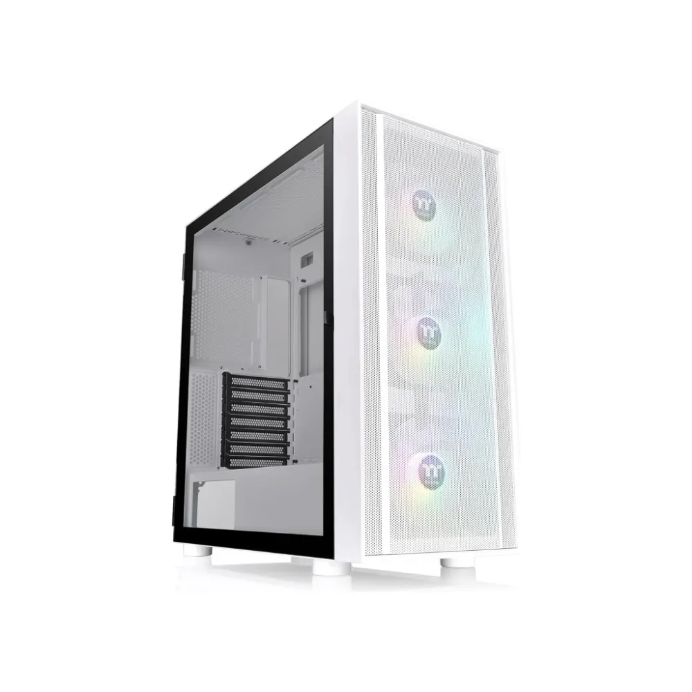 THERMALTAKE H570 TG Snow ARGB Mid Tower, Tempered Glass/Mesh Front Panel/120mm ARGB Lite Fan*3/USB