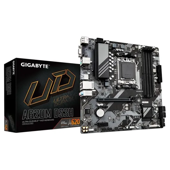 GIGABYTE AMD Ryzen MB A620M DS3H Rev. 1.1, 4*DDR5 DIMM 8000MHz, M.2, RAID, DP/HDMI/VGA, USB 3.2, AM5