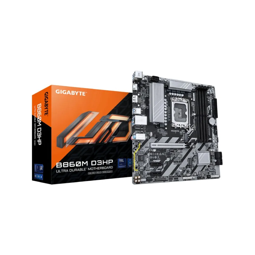 GIGABYTE INTEL MB B860M D3HP, 4*DDR5 9066 MT/s, PCIe 5.0, 2*M.2, DP/HDMI, GbE LAN, LGA 1851