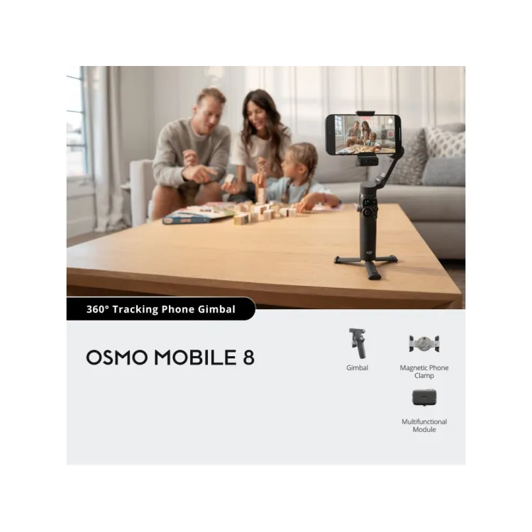 DJI OSMO MOBILE 8 Intelligent Tracking Phone Gimbal, Built-in Extension Rod & Tripod