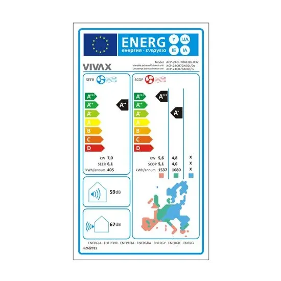 VIVAX COOL, klima uređaji, ACP-24CH70AEQIs R32