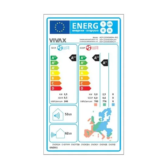 VIVAX COOL, klima uređaji, ACP-12CH35AEHI+ R32 SREBRNA