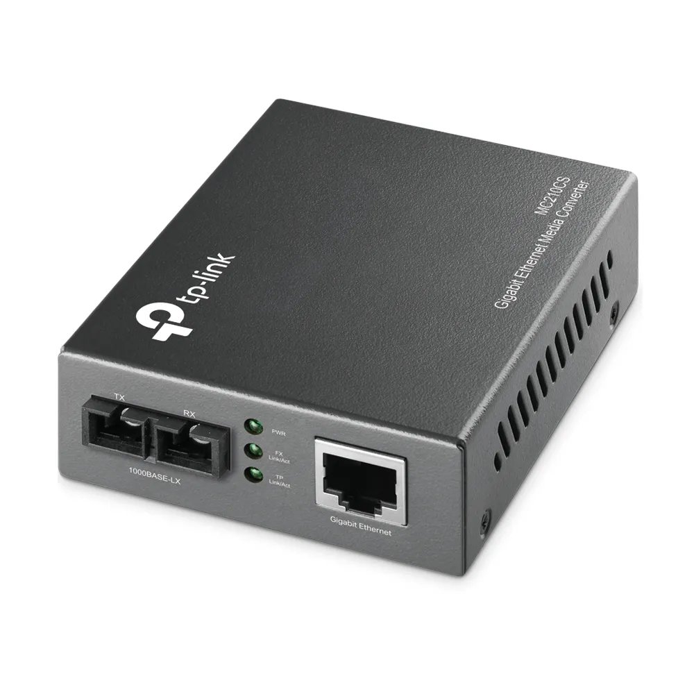 TP-LINK MC210CS 1000Mbps RJ45 to 1000Mbps single-mode SC fiber Converter, Full-duplex, up to 15Km