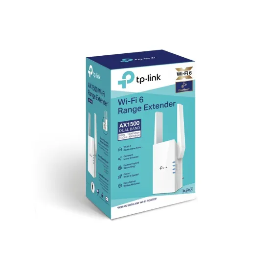TP-LINK RE505X AX1500 Dual-Band Wi-Fi 6 Range Extender, 1* Gigabit Ethernet Port