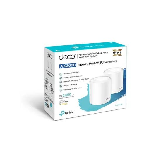 TP-LINK DECO X60(2-PACK) AX3000 Whole Home Mesh Wi-Fi 6 System up to 460 m2