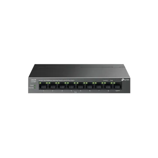TP-LINK LS109P 9-Port 10/100Mbps Desktop Switch with 8-Port PoE+, 63 W PoE Budget, Up to 250 m