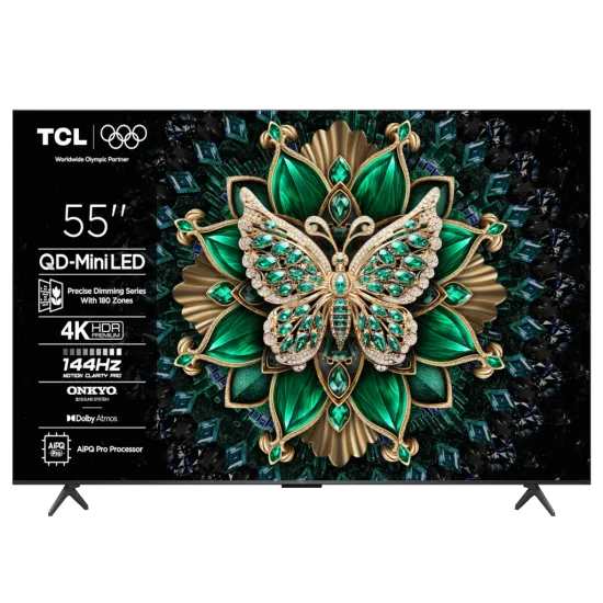 TCL 55C6K mini LED TV 55 ultra HD, Google TV smart, 512 Local Dimming Zones, 144Hz, Onkyo 2.1
