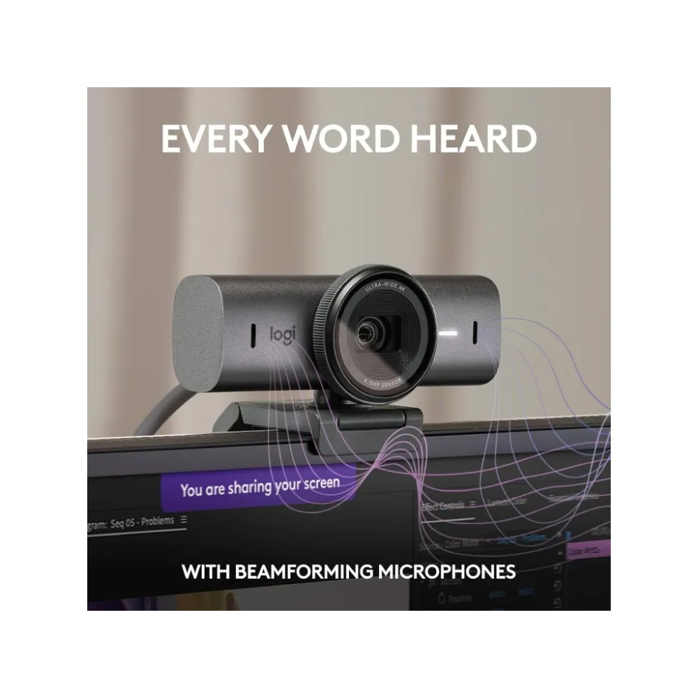LOGITECH MX Brio 4K Ultra HD Streaming Webcam, 4K/30fps, Advanced Autofocus, 8.5MP Sony STARVIS