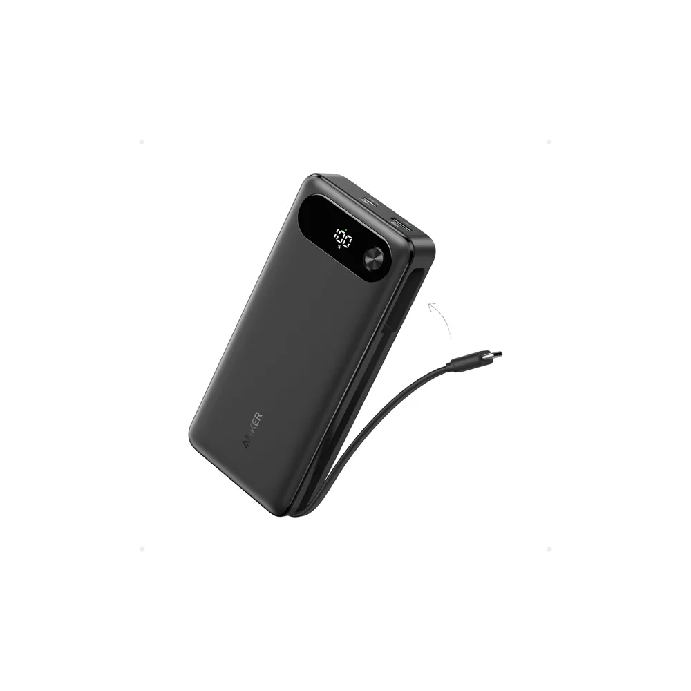 20000mAh, 87W, sa ugrađenim USB-C kablom na izvlačenje, Power Bank crni