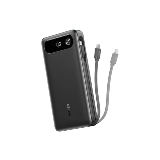 20000mAh, 87W, sa ugrađenim USB-C kablom na izvlačenje, Power Bank crni