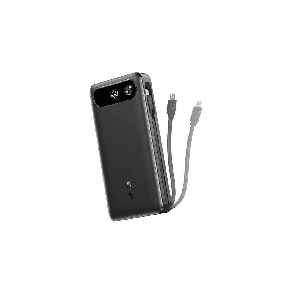 20000mAh, 87W, sa ugrađenim USB-C kablom na izvlačenje, Power Bank crni