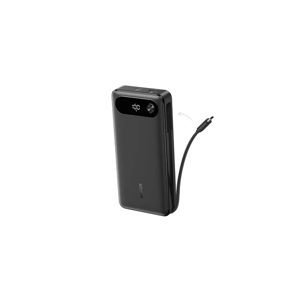 20000mAh, 87W, sa ugrađenim USB-C kablom na izvlačenje, Power Bank crni