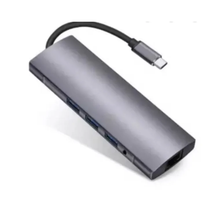 Adapter-konvertor TIP-C na HDMI + 4XUSB 3.0 + TIP C + SD/Micro + Audio+VGA + RJ45